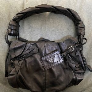 Prada Grafite Ruffle Shoulder Bag, authentication card included